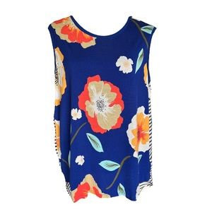 Stylus | Womens’ Floral & Striped Sleeveless Tunic | Size XL